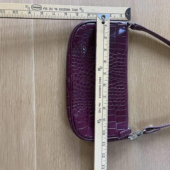 By Far Rachel Croco Embossed Leather Nutella Purple Shoulder Bag Purse $390 - Picture 6 of 7